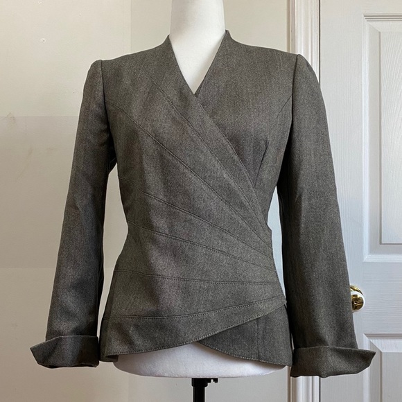 Carolina Herrera Jackets & Blazers - Carolina Herrera Brown Wrap Wool Blazer